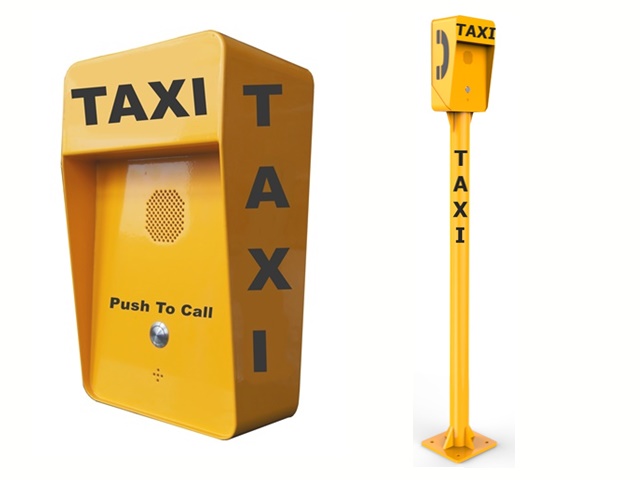 vandal proof robust taxi call post with 3G, analogue, voip telephone free phone battery, lined or mains powered