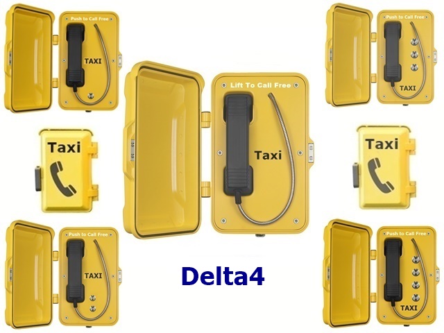 taxi telephone with handset and telephone secure door, vandal proof and watertight IP66, taxitels speaker phones, taxi hotlines and free phones
