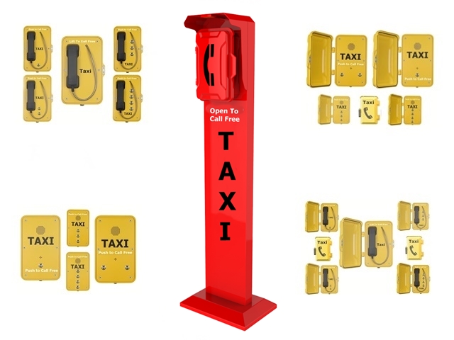 vandal resistant and robust taxi call pillar with taxi hotline and freephones which are IP66 rated and vandal proof 