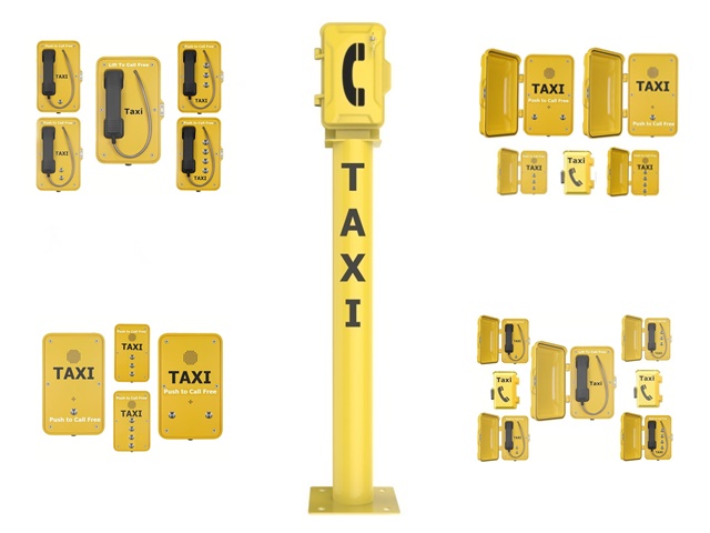 taxi free phones call post for public taxi booking service. Vandal proof water resistant IP66 water tight and waterproof taxi telephones from taxitel