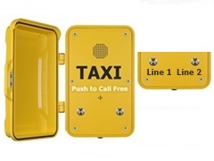 taxi call point with door for wall mounting. Robust and durable freephone IP66 weatherproof with 2 push to call buttons