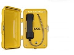 taxi telephone with handset and telephone secured door for taxi booking. The taxi call point is water tight and waterproof